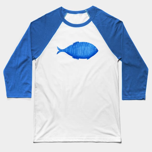 Blue fish Baseball T-Shirt by shoko